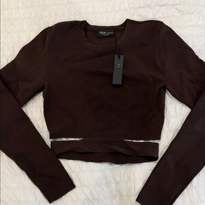 Aritzia Babaton Brown Crop Top